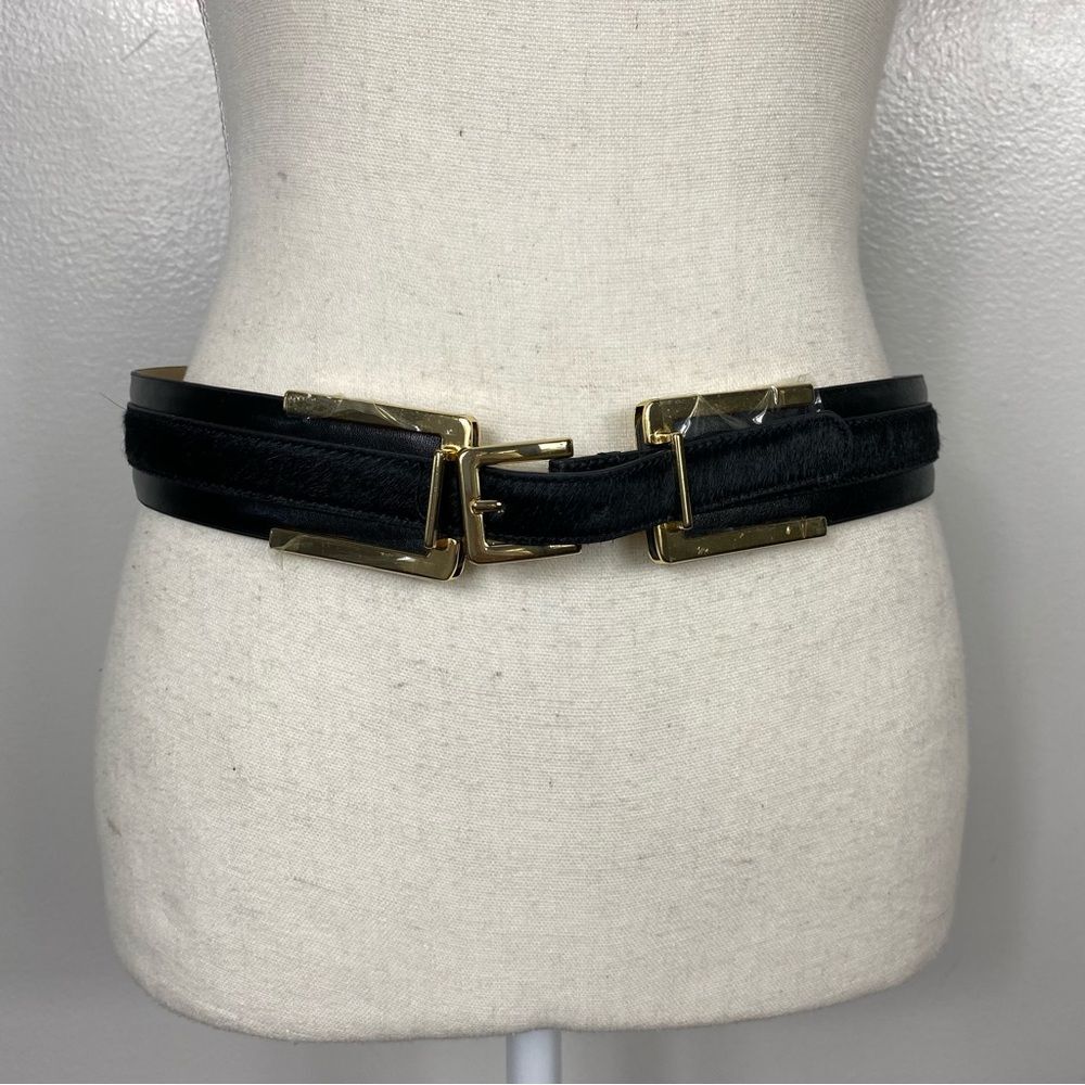 Ann Taylor leather & calf hair elasticized elegant  belt